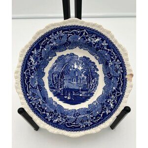 Antique Masons Vista Ironstone Plate Blue & White Scenic Design 9" Wide